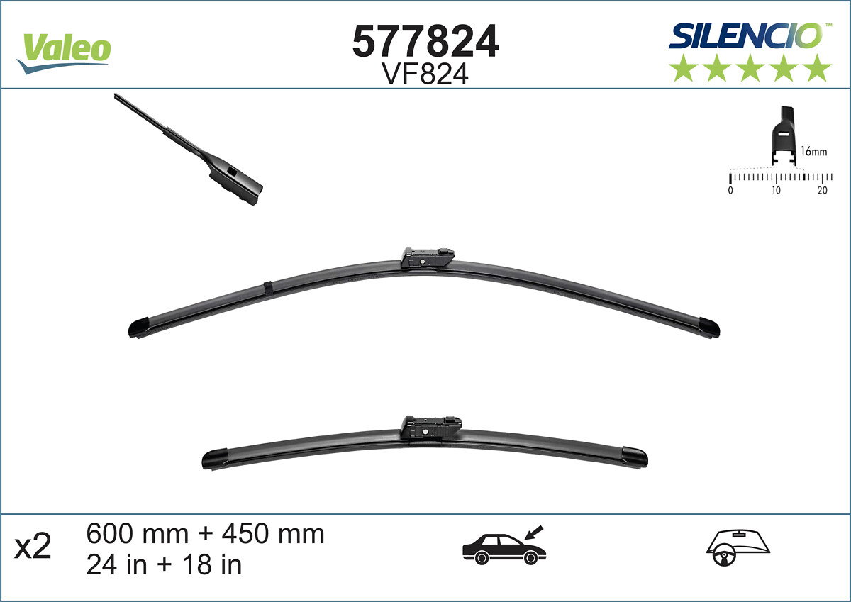 Balai d'essuie-glace SILENCIO FLAT BLADE SET