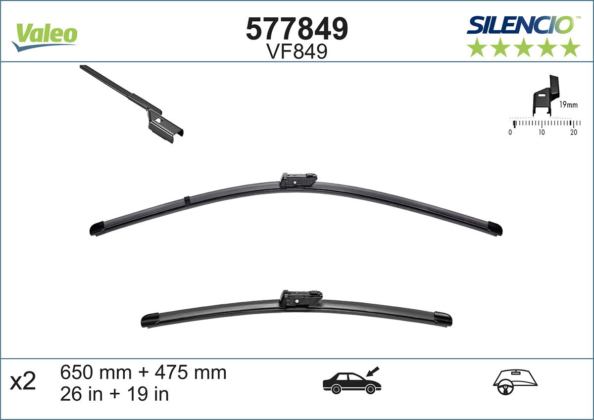 Balai d'essuie-glace SILENCIO FLAT BLADE SET