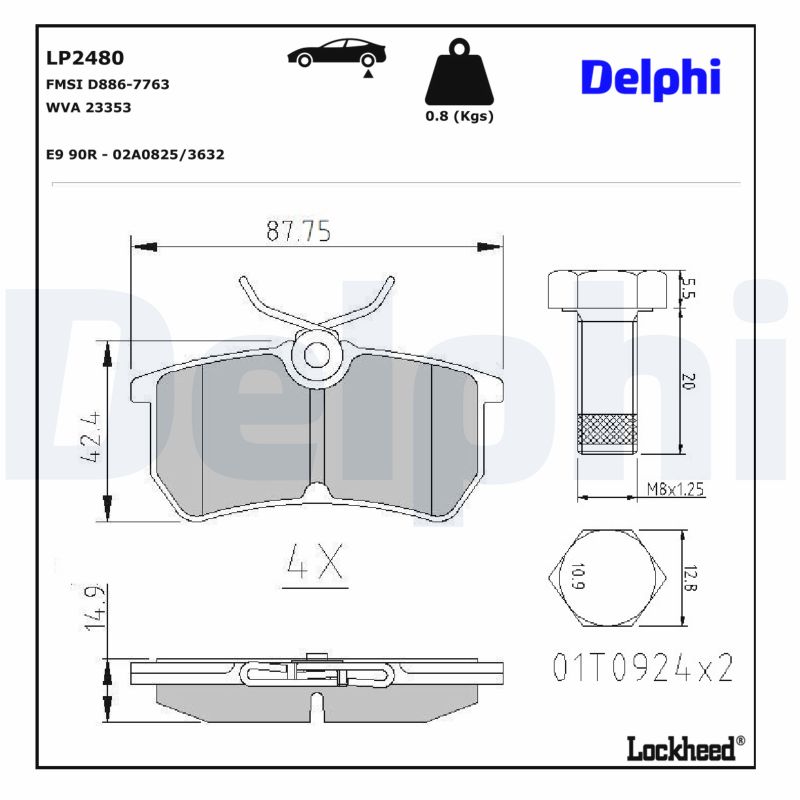 Kit de plaquettes de frein, frein à disque