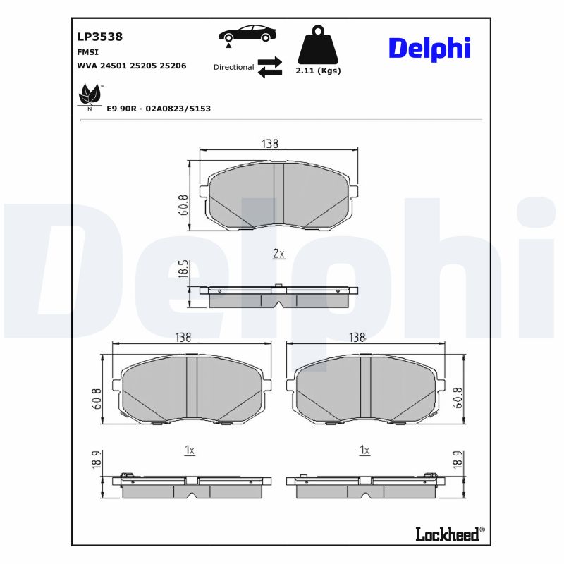 Kit de plaquettes de frein, frein à disque