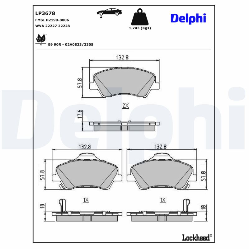 Kit de plaquettes de frein, frein à disque