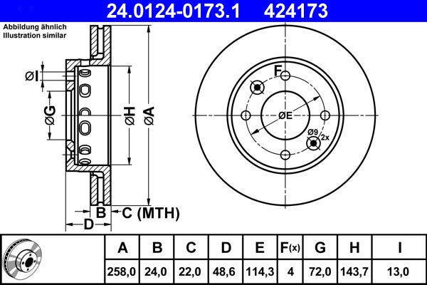 Disque de frein   24.0124-0173.1