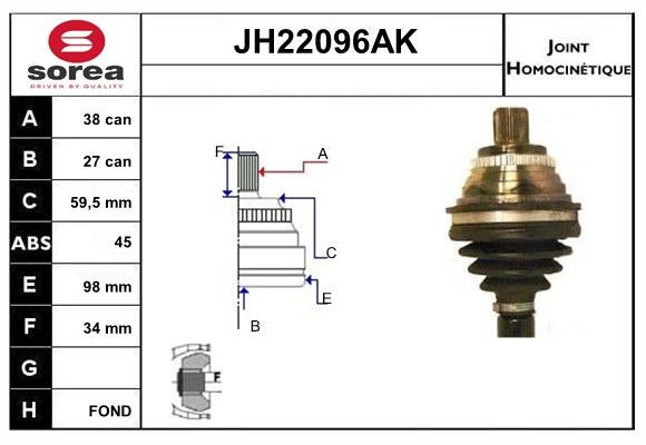 Jeu de joints, arbre de transmission SNRA