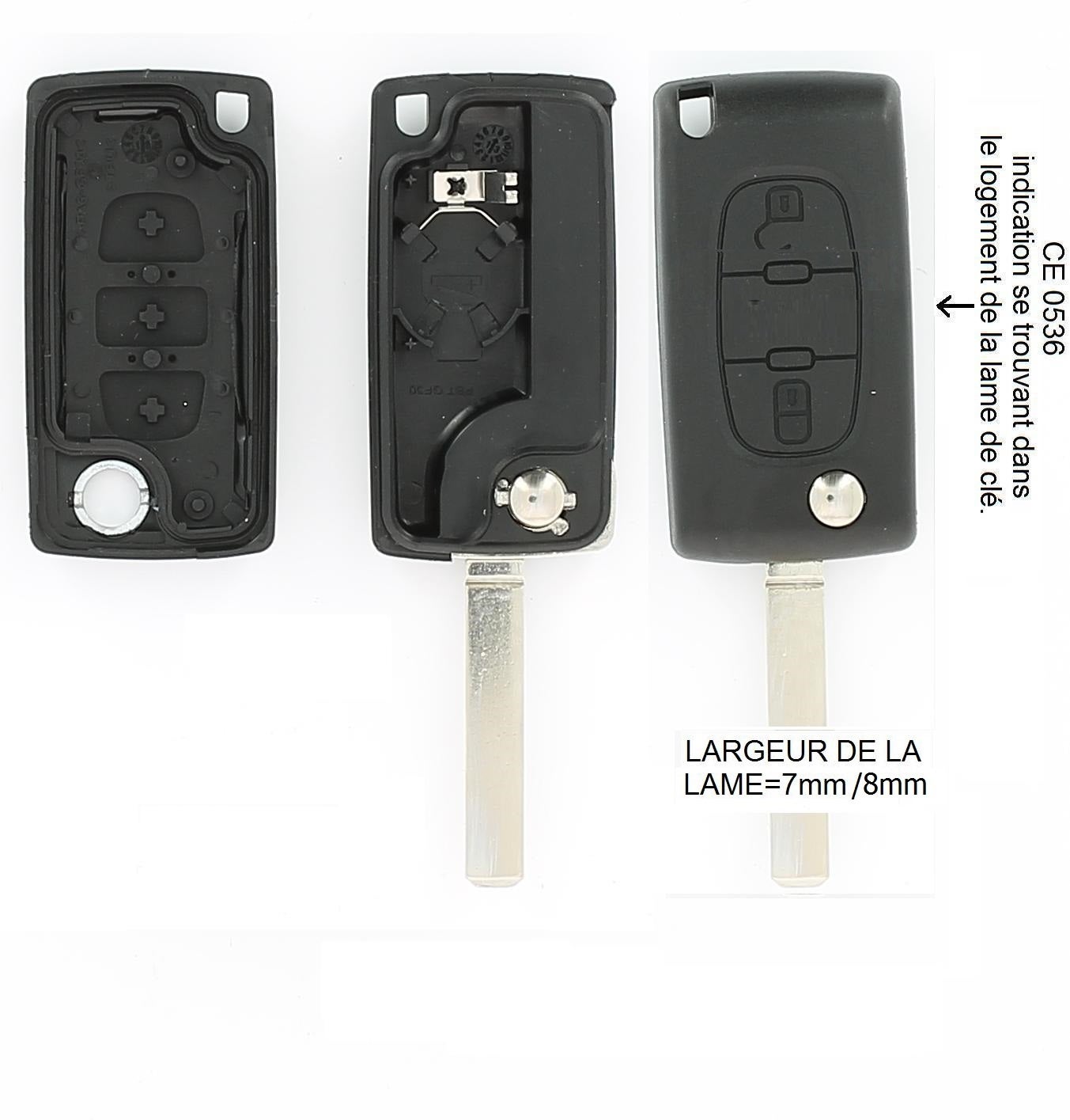Coque de clé adaptable pour Peugeot 107, Peugeot 207, Peugeot 307, Peugeot 308