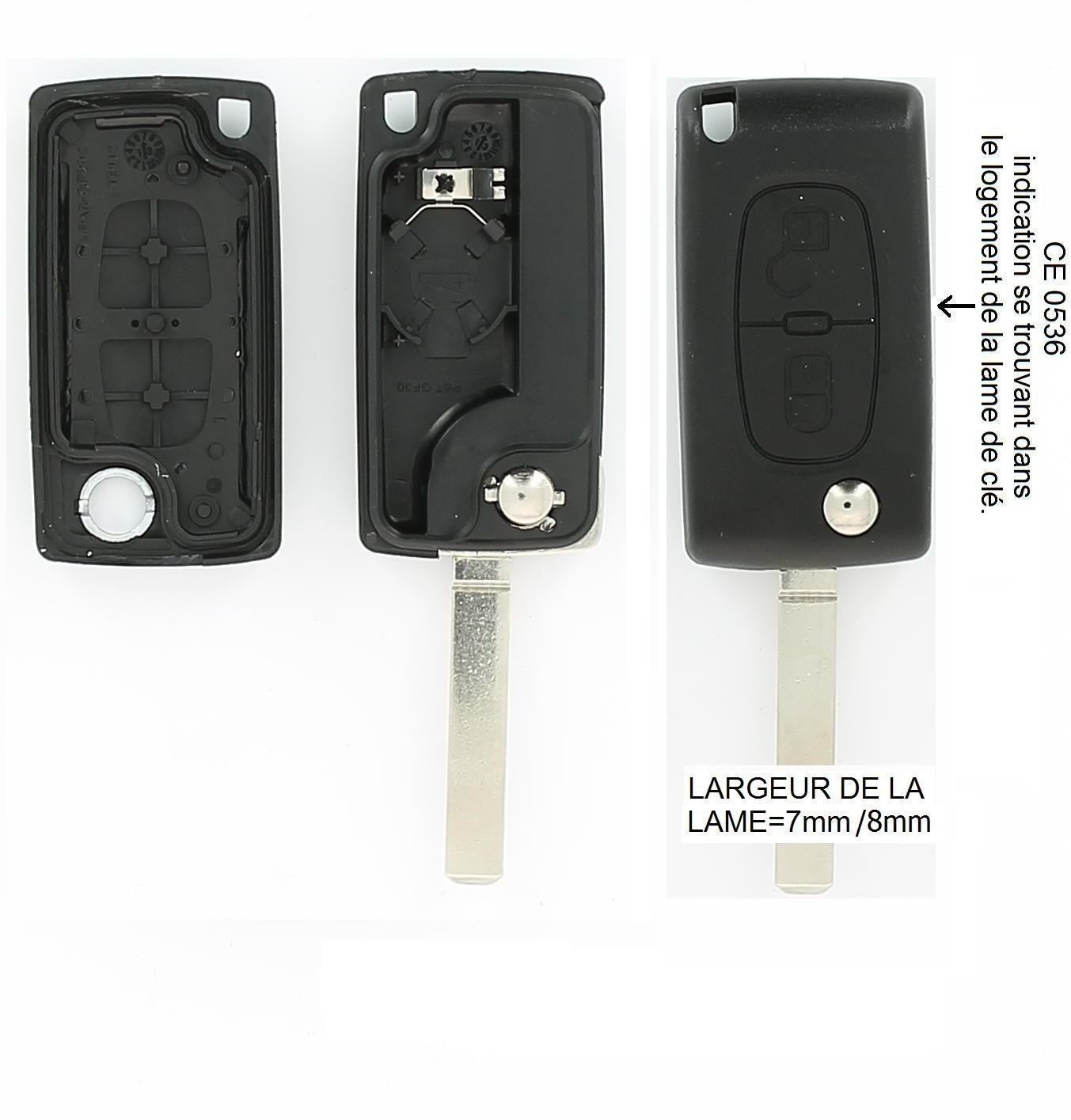 Coque de clé afaptable pour Peugeot 107, Peugeot 207, ou Peugeot 307