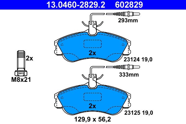 Jeu de 4 plaquettes de frein à disque   13.0460-2829.2