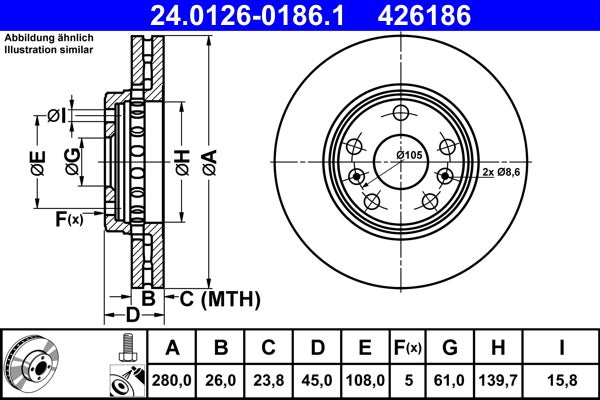 Disque de frein   24.0126-0186.1