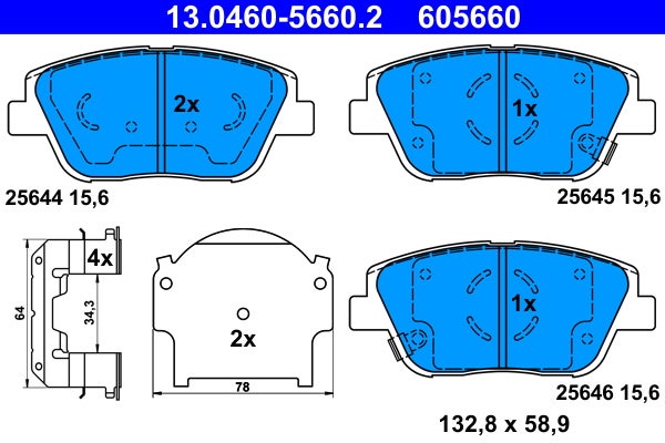 Jeu de 4 plaquettes de frein à disque   13.0460-5660.2